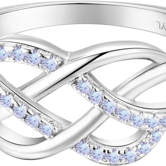 YL Celtic Knot Twisted Knot Ring Birthstone Infinity Rings - Alexandrite - June - Picture 6 of 6